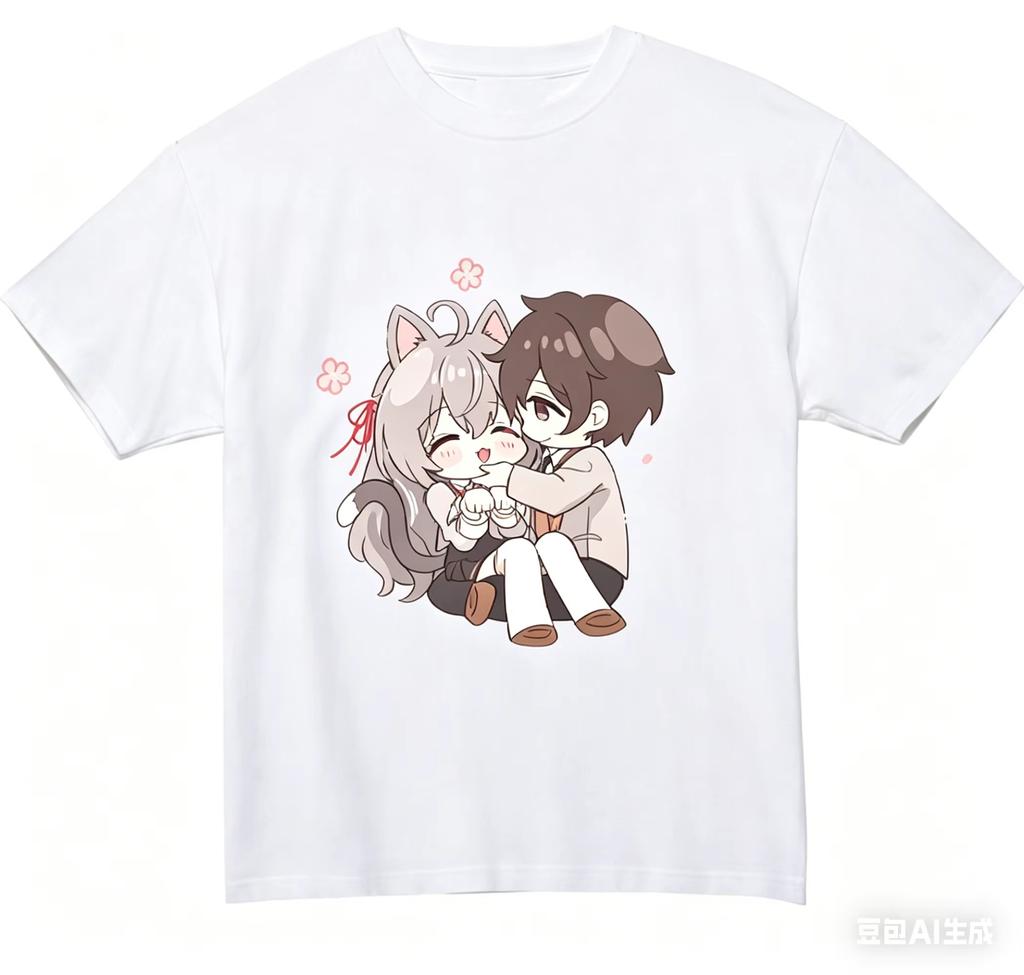 2026 Anime Girl Dual Sided T Shirt Silver Hair School Uniform Character Print Oversized Cotton Unisex And Unisex TShirt