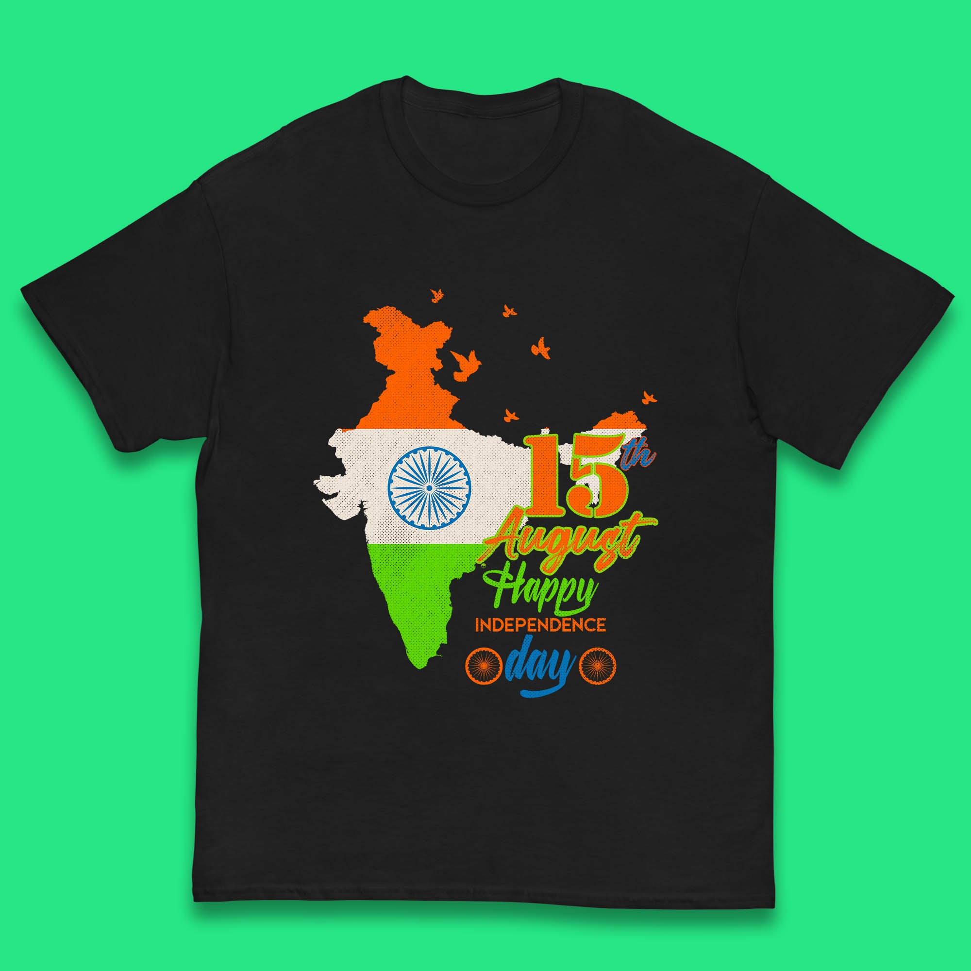 15th August India Happy Independence Day Patriotic Indian Map Flag Kids T Shirt 110