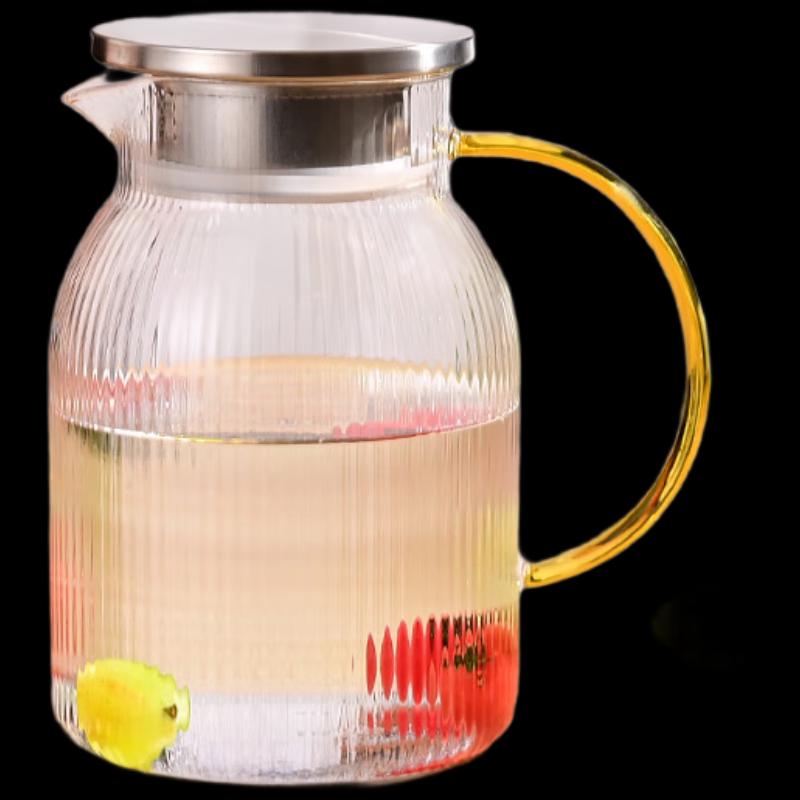 Shangqi Vertical Striped Glass Cold Water Pitcher Set, 1200ml