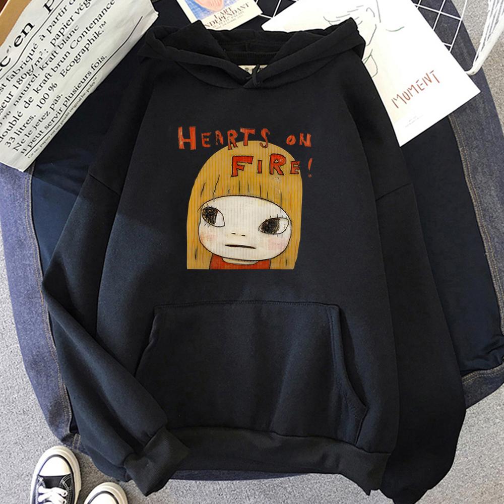 Comic Yoshitomo Nara Cartoon Hoodies Girls Kawaii Printing Sweatshirts Women Autumn Long Sleeve Pullovers Oversized