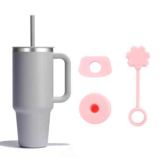 Silicone Straw Cap Leak-proof Stopper Set for Stanley Tumblers 3-Piece Tumbler Accessories Reusable Dishwasher Safe Spill Proof