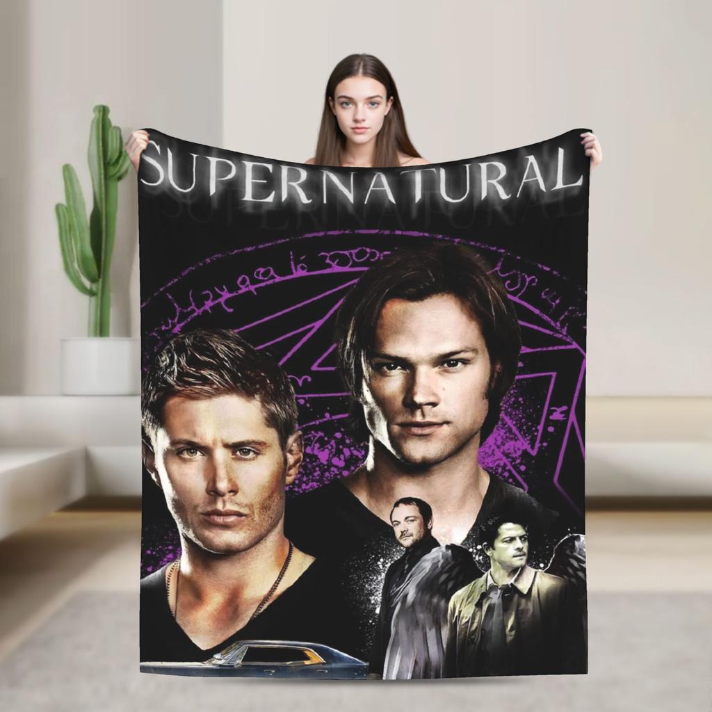 Warm Soft Blanket Camping Sam Winchester Supernatural Throw Blanket Flannel Bedspread For Couch Chair Sofa Bed Sofa Bed Cover