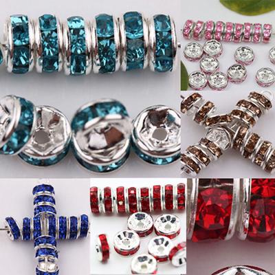 100 bucăți 6 mm mărgele distanțiere din sticlă strălucitoare, metal, rotunde, pentru fabricarea de bijuterii DIY