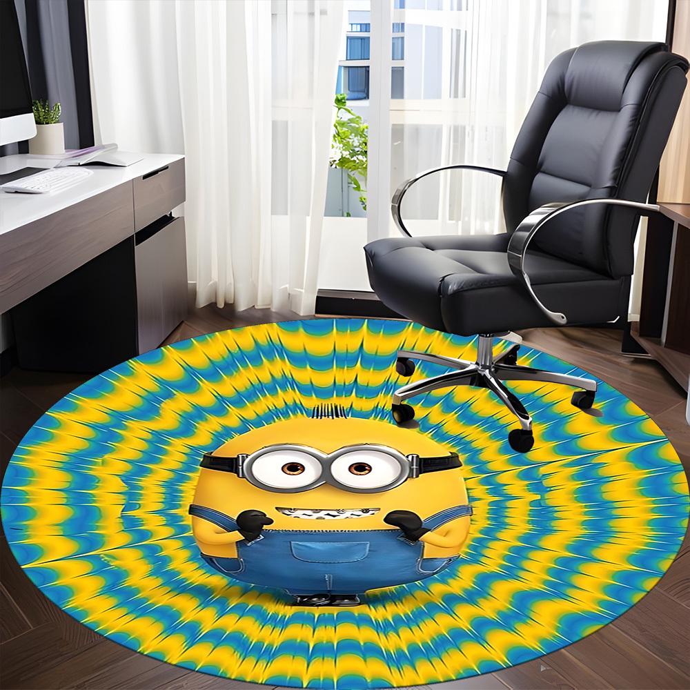 1 Pezzo Tappeto Rotondo da Ufficio Minion, Antiscivolo, Morbido e Resistente, per Decorazione d'Interni, Perfetto per Ufficio, Bella Decorazione