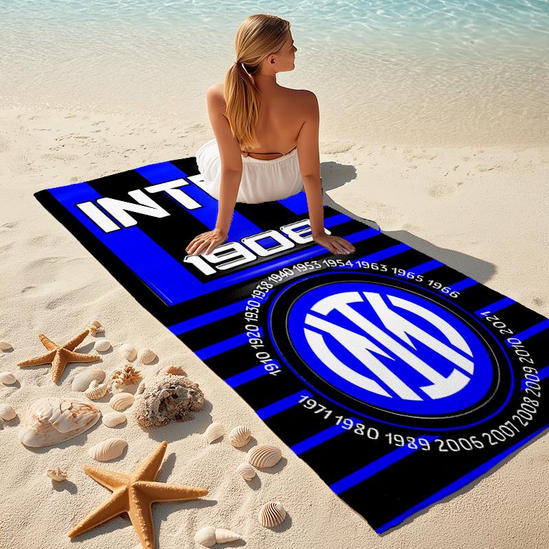 1pc Internazionale Milano Beach Towel, Comfortable and Thick, and Swimming/Bath/Picnic/Camping Towel, Suitable for Seaside Beaches