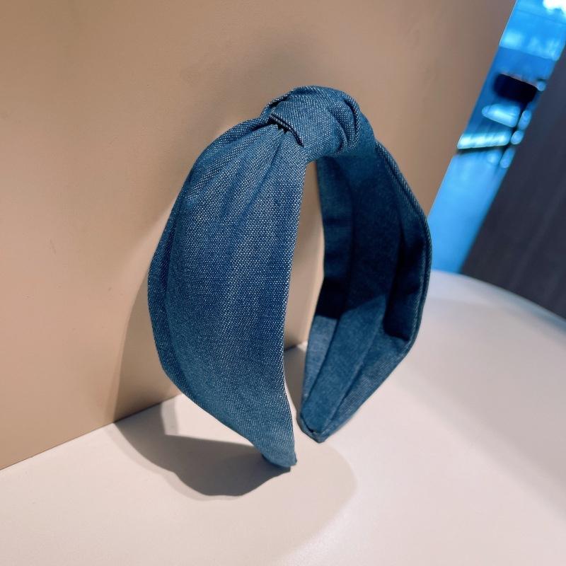 Fashion Women's Denim Headband with Center Knot Ladies Hair Styling Accessories