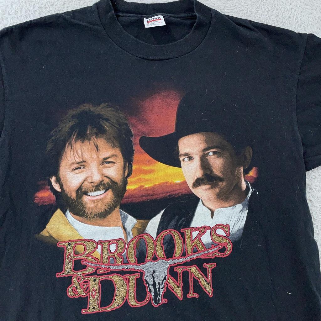 Vintage 90s Brooks & Dunn Concert T-Shirt M/L Waitin' On Sundown Tour Country