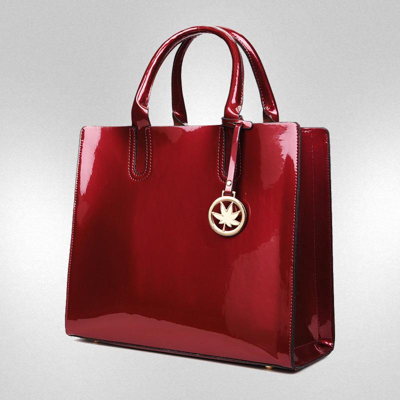 New Glossy Solid Color Women's One-shoulder Crossbody Handbag, Mother and Child Bag Three-piece Patent Leather Women's Bag