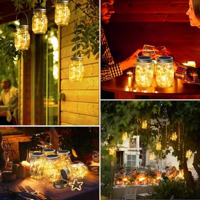30 LED Solar Lights, 6 Pack Outdoor Hanging Lanterns, Waterproof Fairy Lights for Patio Garden, Warm White