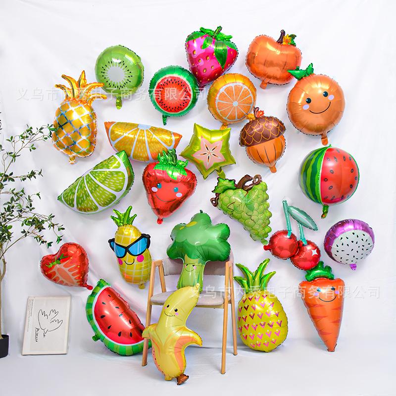 Special-Shaped Vegetable Fruit Aluminum Film Balloon Broccoli Orange Carrot Tomato Fruit And Vegetable Theme Decorative Balloon