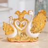 Gold-plated Swan Wedding Gift Ceramic Vase Ornaments Home Furnishing Decoration Crafts Livingroom Creative TV Table Figurines