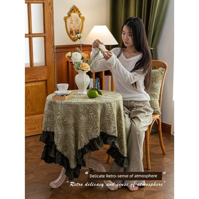 

Французская Ретро Скатерть Воланы Ткань для Кофейного Столика Рукоделие Круглая Скатерть Скатерть Нарядная Для Дома Пылезащитная Накидка Ткань Under the Bodhi tree-yellow green 60*60cm