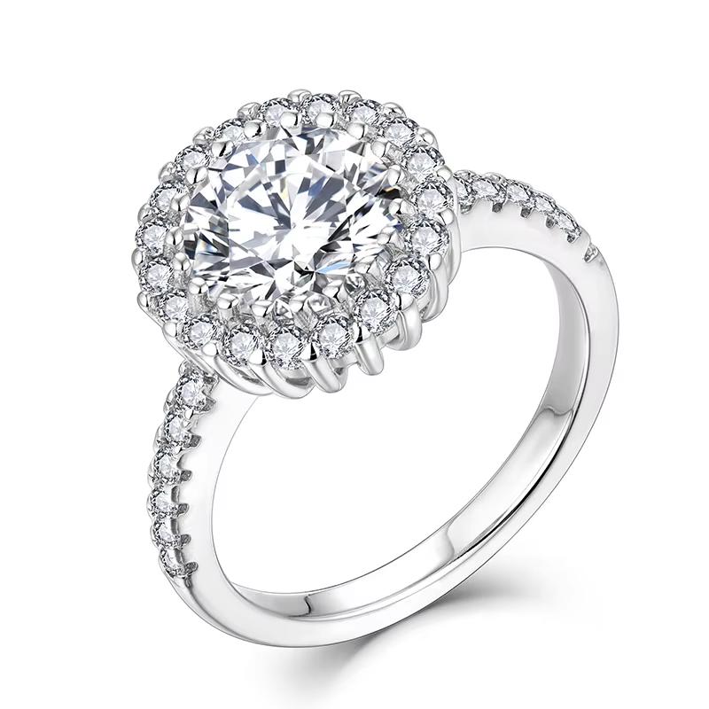 Luxury Jewelry Women Wedding Moissanite Rings Classic Flower Design Round Moissanite DVVS Ring Customized Fine Jewelry Rings