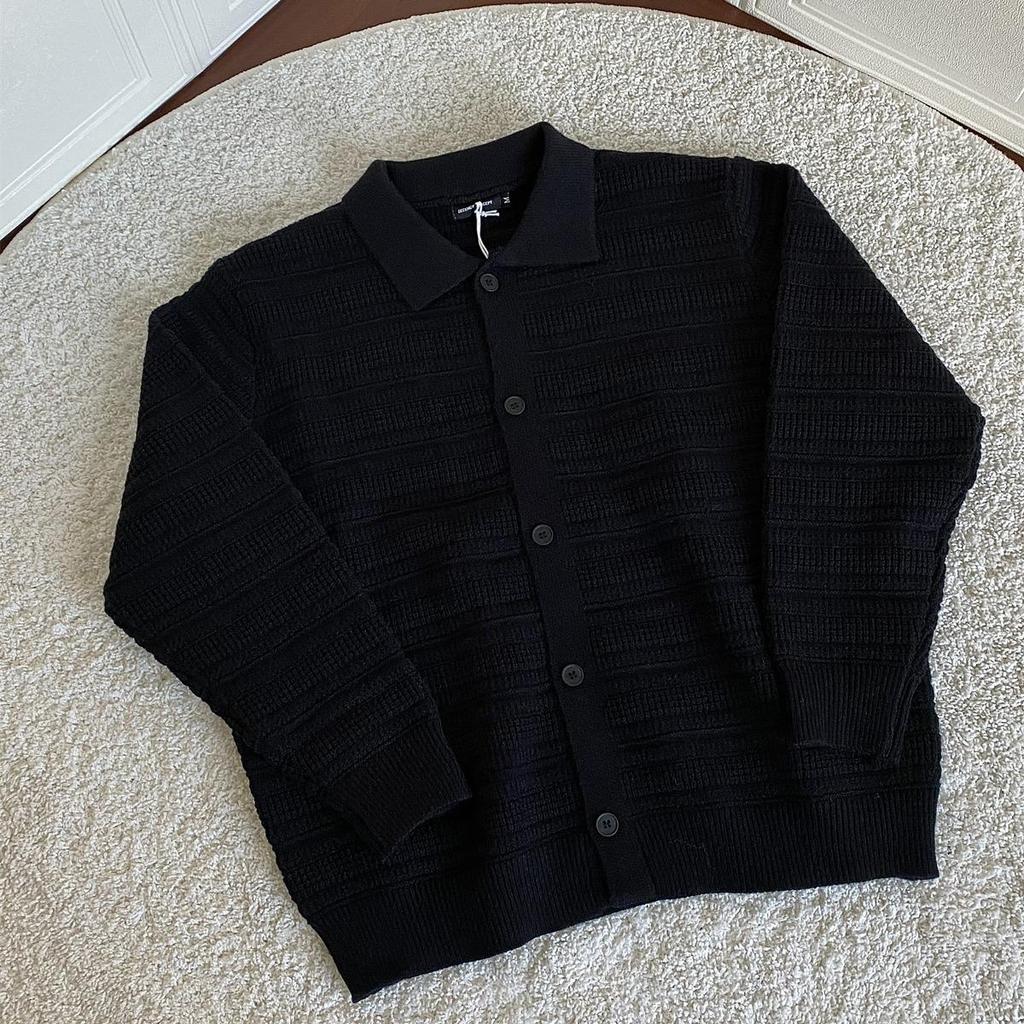 Men's Loose Fit Solid Color Retro Knit Cardigan Sweater Jacket