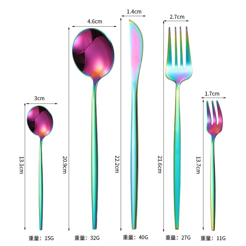 5Pcs Cutlery Set Stainless Steel Tableware Knife Fork Spoon Dinnerware Set Kitchen Flatware Silverware