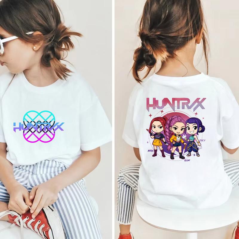 Kpop Hunter Girls' Korean Printed Short Sleeve Medium to Small Kids' T-Shirt