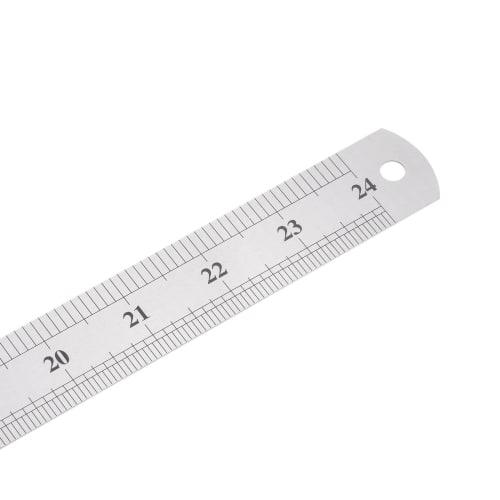 uxcell Stainless Steel Ruler Set of 2, 60cm/24" Length x 1/28" Thickness x 1-1/7" Width, Straight Measuring Tool for Woodworking, Painting, and Crafts