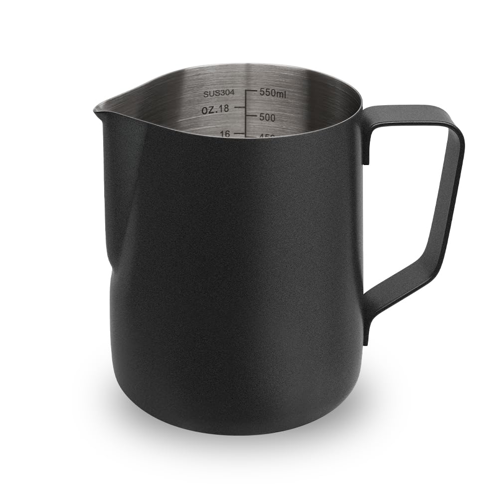 

watchget Milk Pitcher, Milk Jug, Latte Art Pitcher, Milk Frother Jug, Espresso Steam Pitcher, Stainless Steel, Graduated, Latte Art, Cappuccino Cup, B
