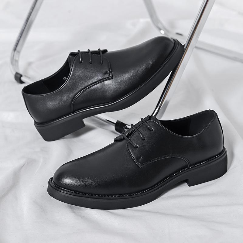 

Spring men s leather shoes men s casual pointed leather shoes men s business dress soft leather shoes 44 чорний
