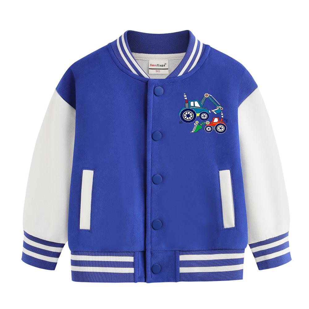 Boys' Versatile Spring/Autumn Jacket - Trendy Velvet Baseball Cardigan