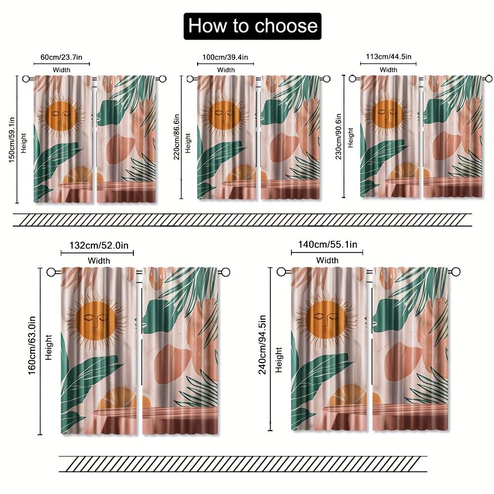 2pcs   Boho Sun Moon Leaves Curtain   Modern Abstract Art Curtain for Bedroom   Living Room   and Room Drapes