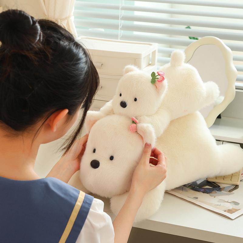 Simulation West Highland Dog Plush White Puppy Accompany Toy Stuffed Animal Sleep Pillow  Children Birthday Gift Home Decor