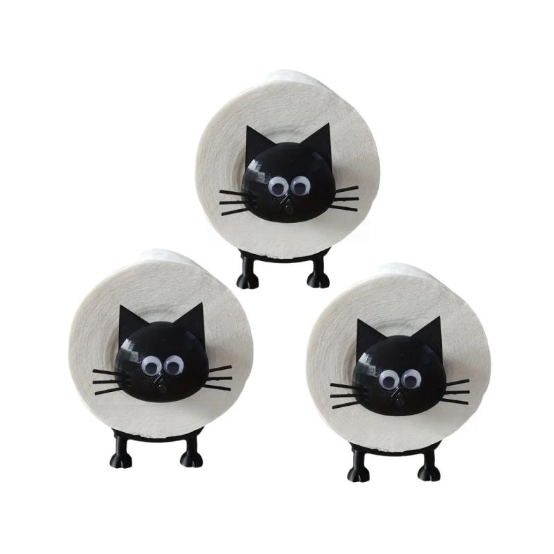 3D Printed Cat Toilet Paper Holder, Funny Black Sheep Freestanding Tissue Roll Stand with Self-Adhesive for Bathroom Decor