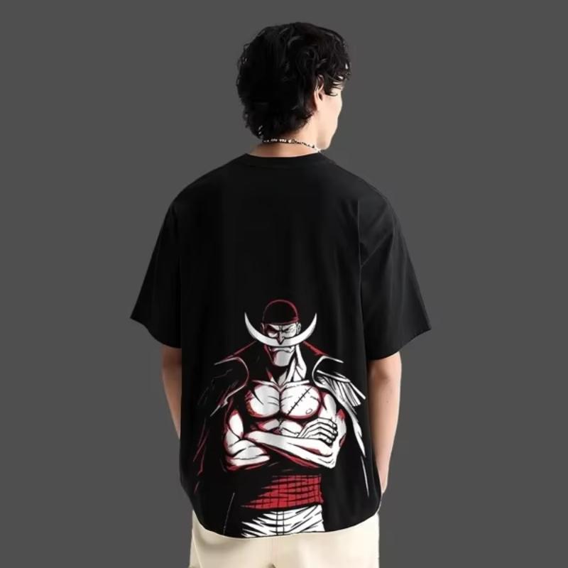 One Piece Anime WhiteBeard Oversized Black Tshirt Men and Women Breathable High Quality Y2K Short Sleeve Summer Tshirt