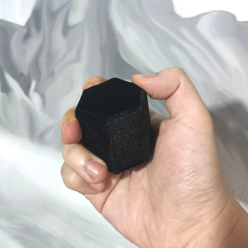 1 Piece Velvet Ring Box - Vintage Hexagonal Fine Jewellery Display Stand Gift Box with Removable Lid for Wedding Proposal (1 Slot)