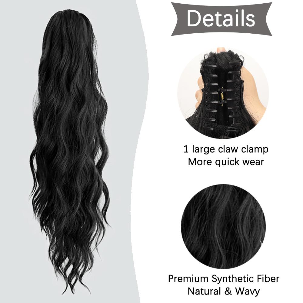 MERISIHAIR Synthetic Ponytail Extension Claw Curly Wavy Clip In Hairpiece Ponytail Hair Extensions Long Pony Tail For Women
