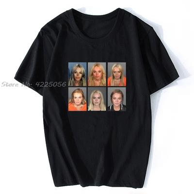 Lindsay Lohan Mashup Celebrity Mugshot Vintage Grunge Look Fan Tshirt Print Fashion Unisex Cotton Tshirt Tees Streetwear