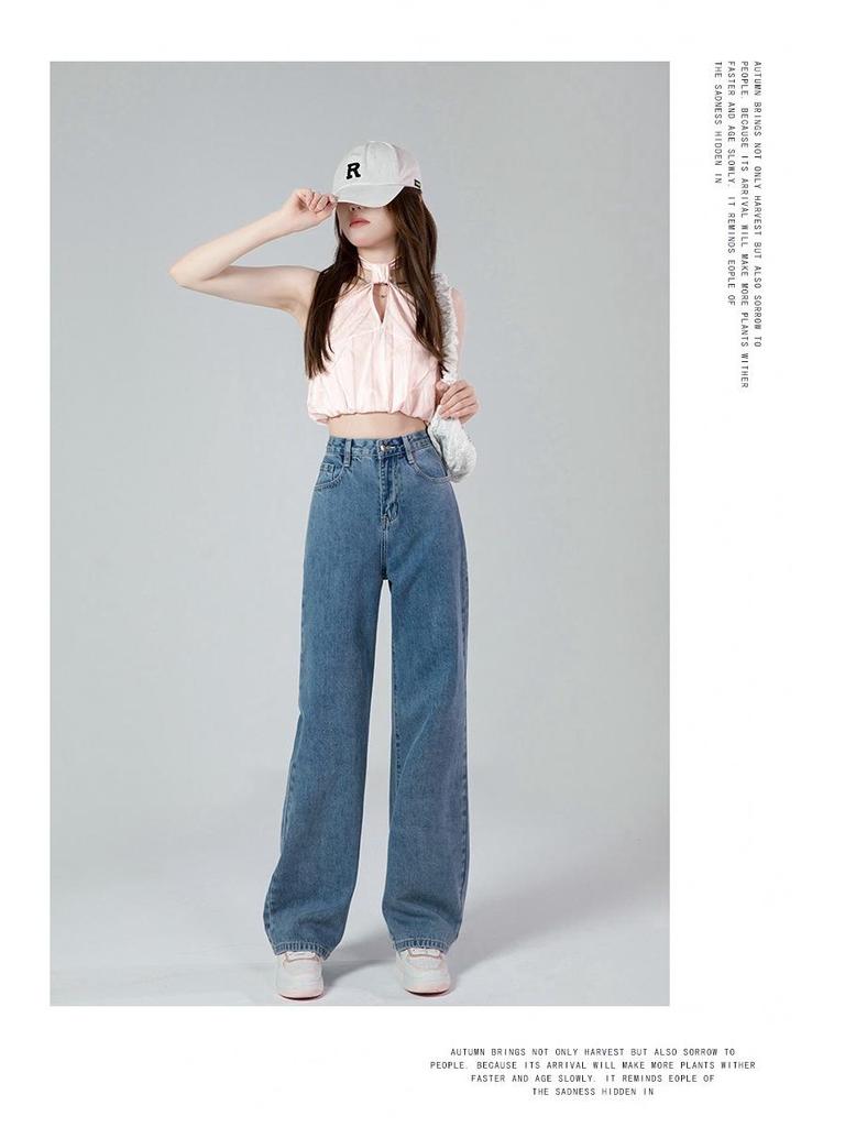 Petite High Waist Wide Leg Jeans - Slimming, Versatile, Floor-Length Korean Style for Women Plus Size