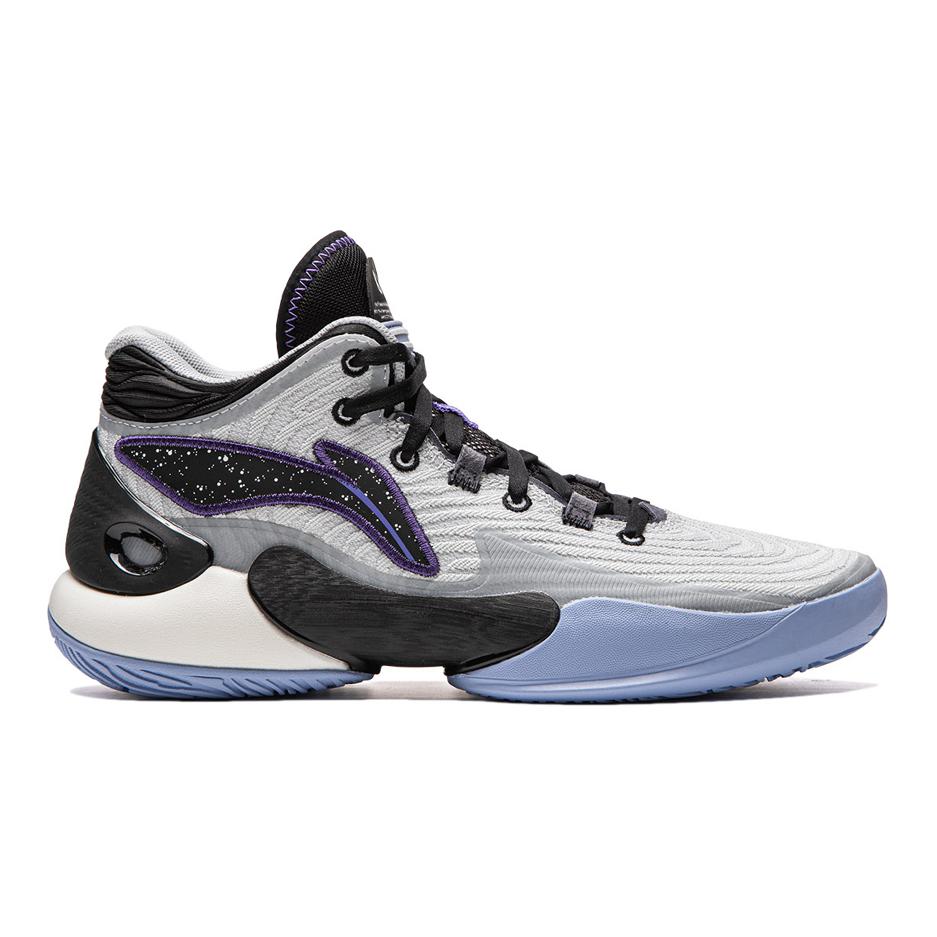 Li Ning YOUNG 18 Comfortable Shock Absorbing Durable Mid-Top Basketball Shoes Kids Sneaker Black Gray Blue YKBU062-1