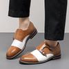 Fashion Color Blocked Business and Casual Men's Leather Shoes British Fashion Gentleman Style Formal Groom's Wedding Plus Size Shoes