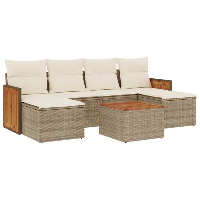 VidaXL Garden Lounge Set with Cushions 7 Pcs, Patio Sofas, Furniture Set, Outdoor Terrace Furniture, Beige 3260308