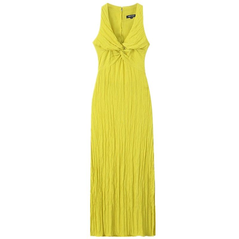 

Fashion Style 2024 Summer New Women s Clothing Elegant Wrinkle Effect Bow Tie Dress Long Dress 4387225 Picture color L