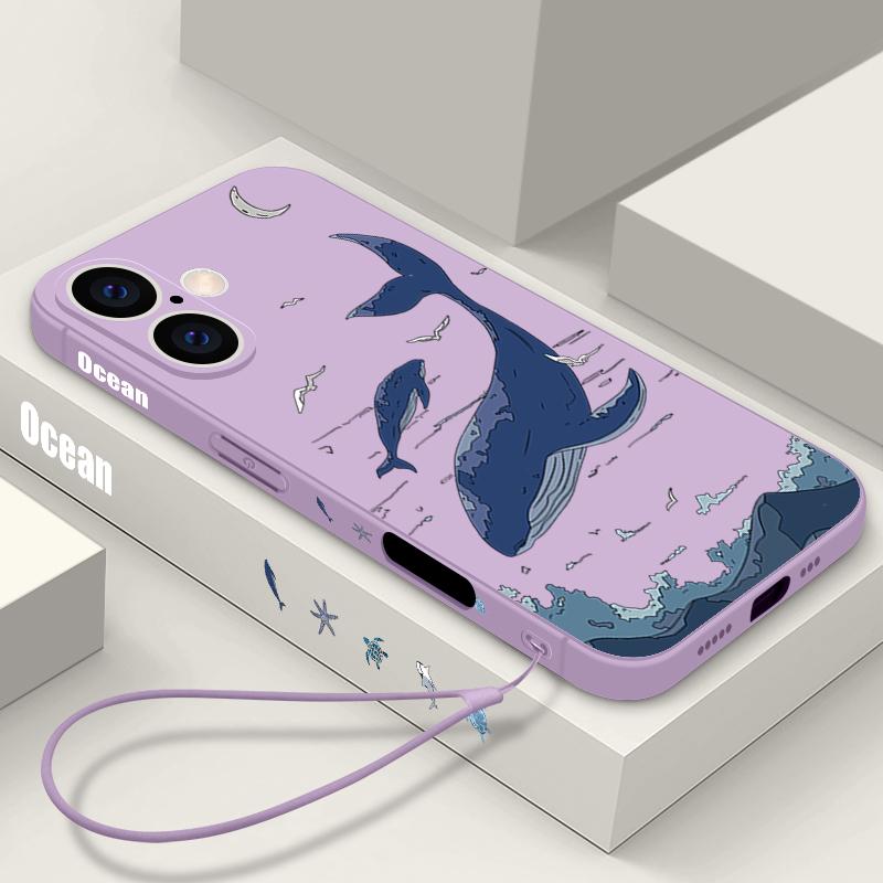 Shark Animal Patterned Phone Case For Samsung Galaxy S25 Ultra S24 S23 S22 Plus S21 FE A15 A16 A35 A36 A54 A55 A56 5G Shockproof Soft TPU Lanyard Case