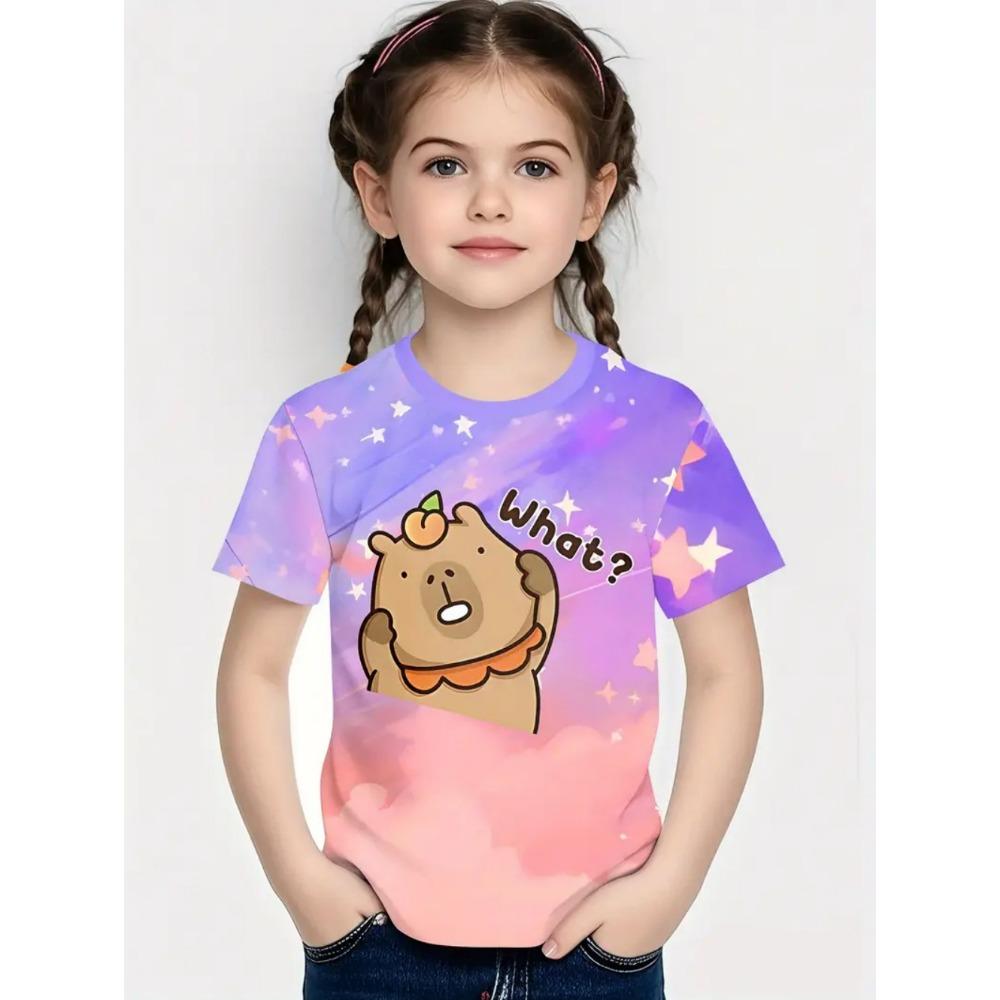 Kids' T-Shirt Animals Boys and Girls Capybara Children's T-Shirt 3D Print Top Loose and Comfortable Gradient Children