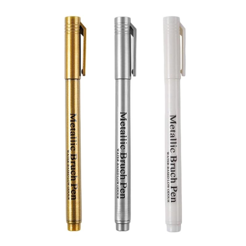 3Pcs Metallic Paint Marker Pen Water Resistant Paint Pen For Art Illustrations Card Making Scrapbooking Drawing