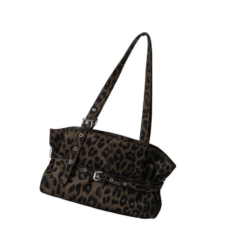 Suedes Bag With Leopards Print Design Spacious Retro Shoulder Bags Underarm Purse Handbag For Women Work Commute Green