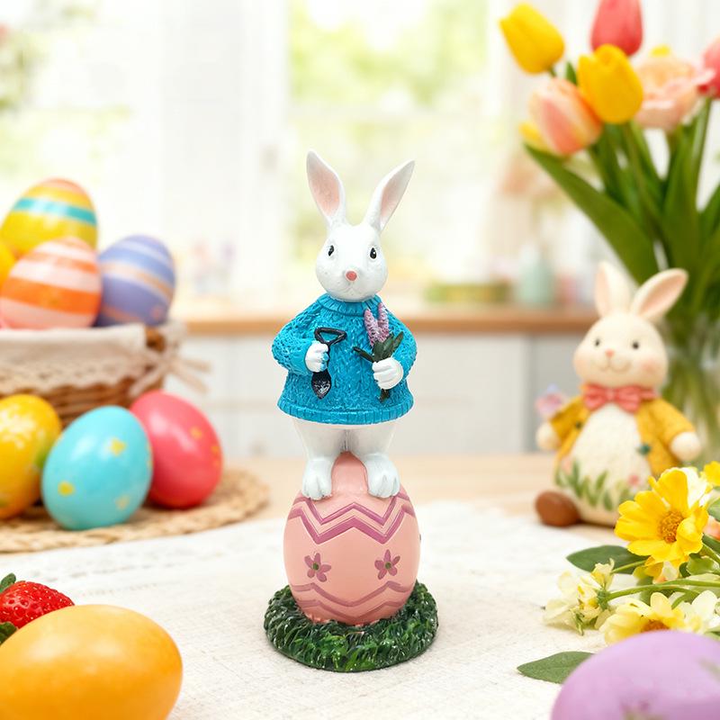 Adorable Easter Bunny Statue with Heart - Girly Desktop & Home Decor