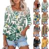 Women's 3/4 Sleeve Square Neck Floral Shirt Casual Loose Tunic Top