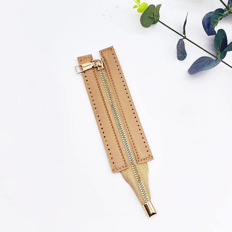15cm Metal Zippers 5cm Wide PU Gold Close-end Wear Resistant for Handbag Shoulder Bag DIY Sewing Leather Craft Accessories