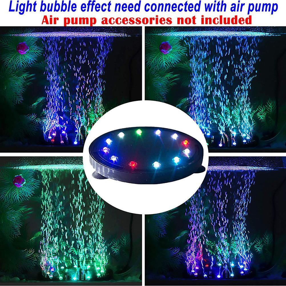 12LED Aquarium Bubble Light Submersible Fish Tank LED Air Bubbler Light Air Bubble Stone Lamp for Turtle Fish Tank