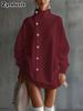 Nouveau  Cardigan Long Tricoté à Col Haut pour Femmes Mode Automne Hiver Tendance Réduisant l'Âge Lâche Vêtement d'Extérieur