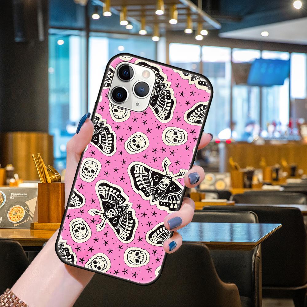 Pouzdro na telefon Apple IPhone 13 12 11 Mini Pro MAX SE X XS XR 8 7 6 S Plus Černý kryt Hoesjes Art Prime Soft Goth Skeleton