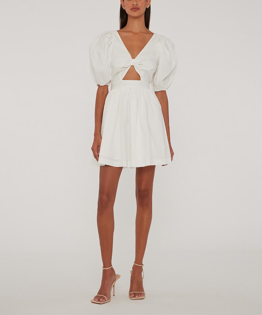 Loteiteu (W) Puff Sleeve Mini Dress Bright White Puff Sleeve Mini Dress