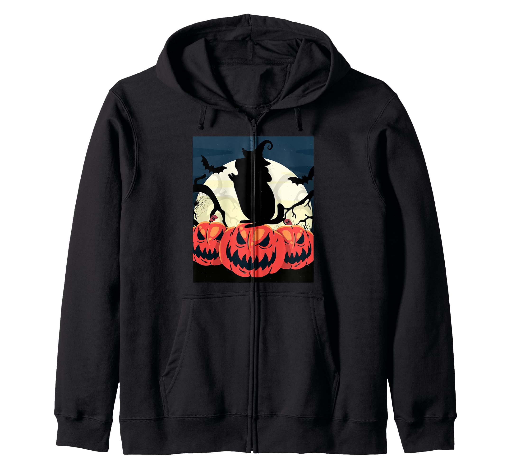 

Chinchilla Witch Hat Scary Moon Howling Chinchilla Halloween Zip Hoodie чёрный