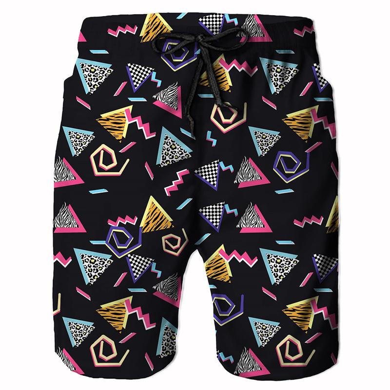 Vintage 80s 90s Memphis Swim Trunks Men Summer Surf Board Shorts Swimsuit homme 2023 New 3D Printed ropa hombre Cool Short Pants