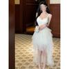 Beautiful and unique heavy industry white mesh suspender dress female princess fluffy small gift dress